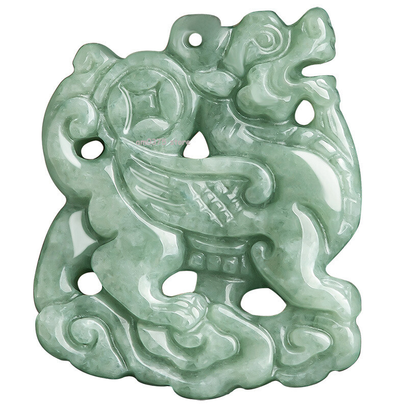 100% Natural Grade A Jade Jadeite Bean Green Lucky kylin Women Men’s Pendant