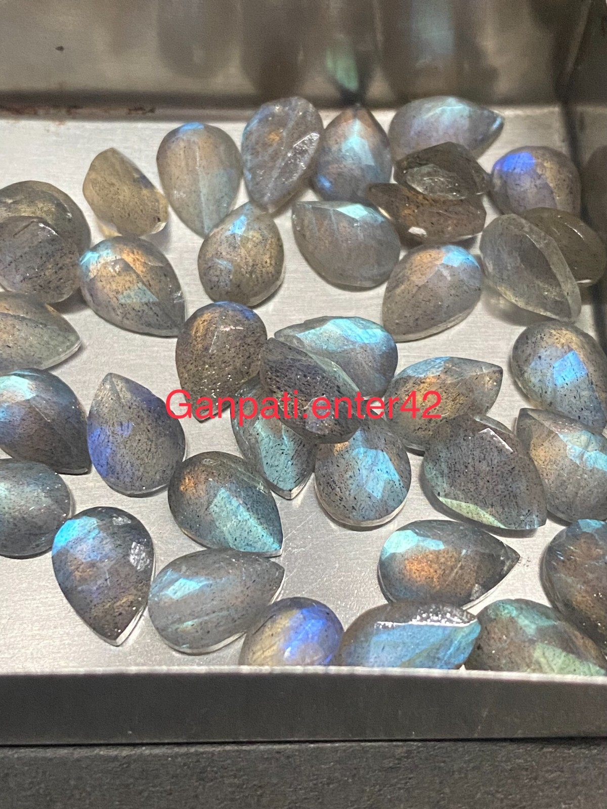 Natural Labradorite Faceted Pear Cut 14×10 MM 1 Pcs Lot Loose Gemstone E