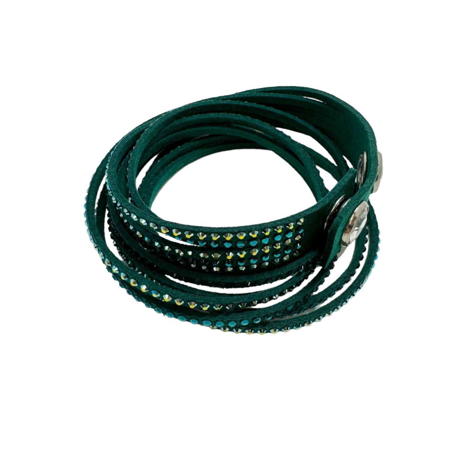 Swarovski Leather Bracelet 36cm Green Jewelry Used