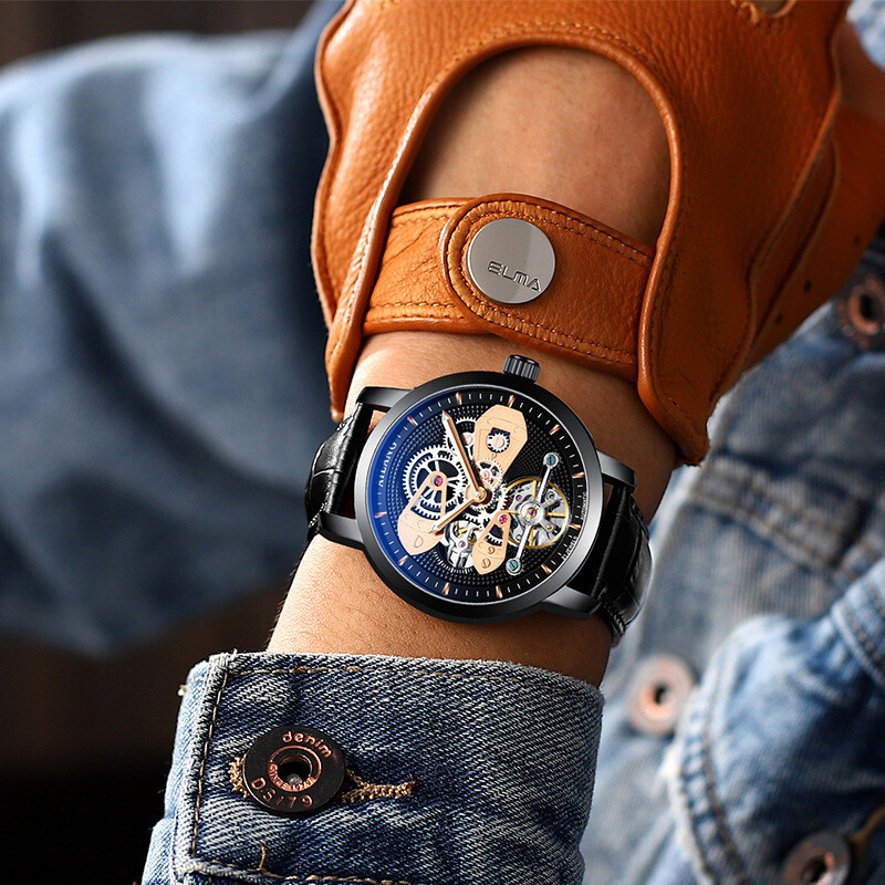 AILANG Men’s Hollow Out Luminous Tourbillon Automatic Mechanical Wristwatch Gift