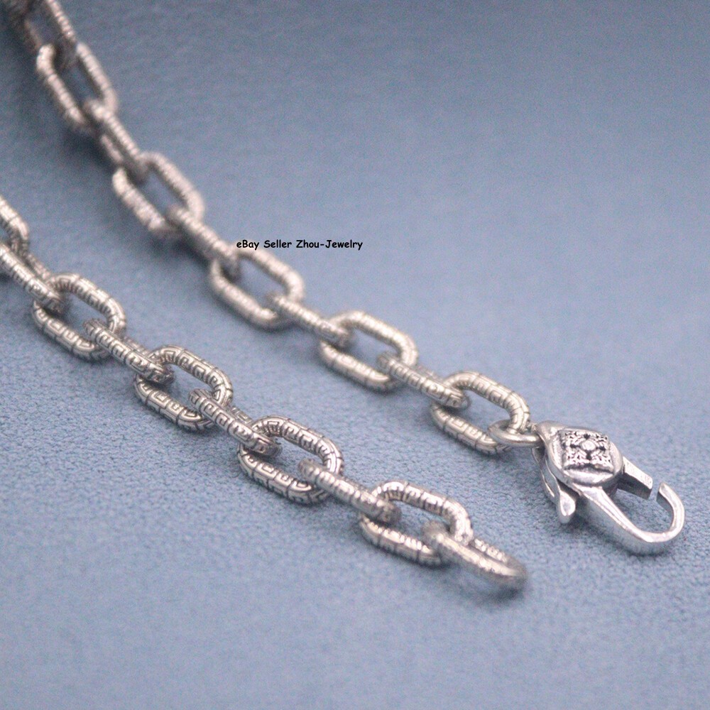 Real S925 Sterling Silver Chain 5mm Square O Link Necklace 31-32g 19.6inch