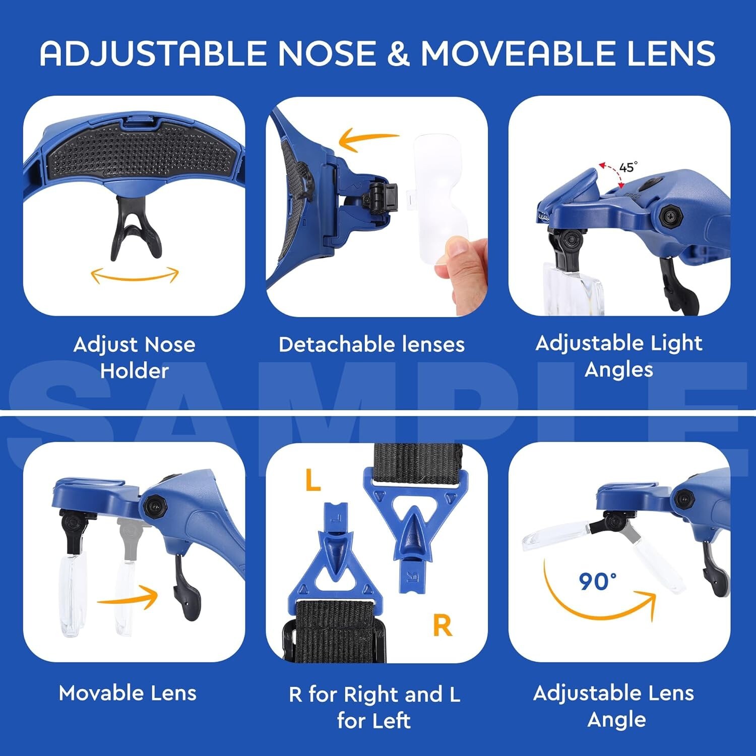 Ergonomic Magnifying Glasses with 4 Bright LEDs & 5 Lenses – Perfect for Hobbies
