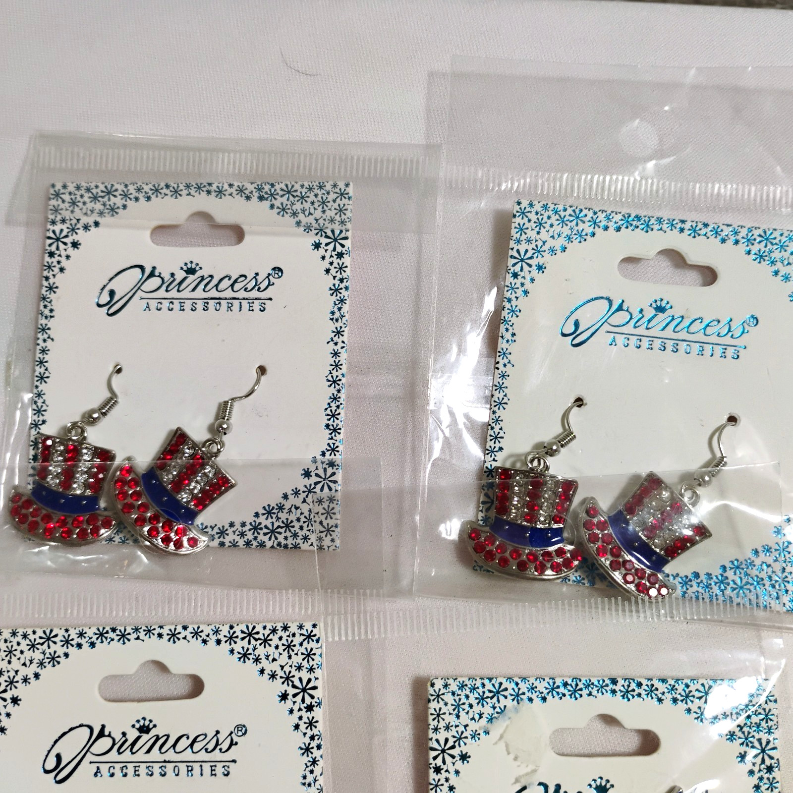 Lot of 12 Pieces Patriotic Jewelry Red White Blue Earrings & Bracelets New