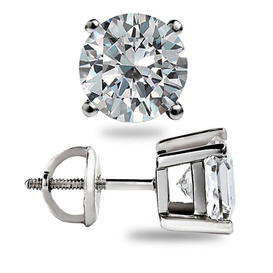 4.0 Ct GRA Moissanite Stud Earrings 14K Solid White Gold 8mm – Elegant Gift