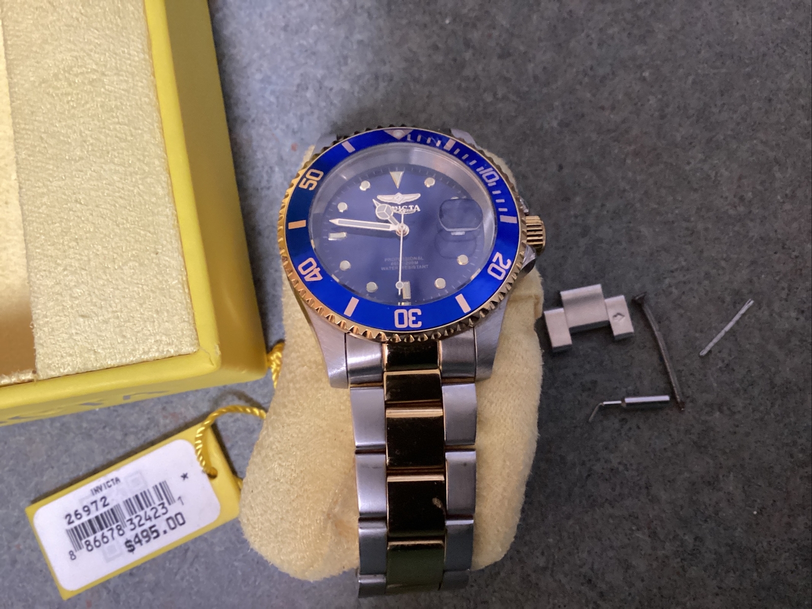 Invicta Pro Diver 26972 Blue Dial Two Tone Stainless Steel Wrist Watch for Men
