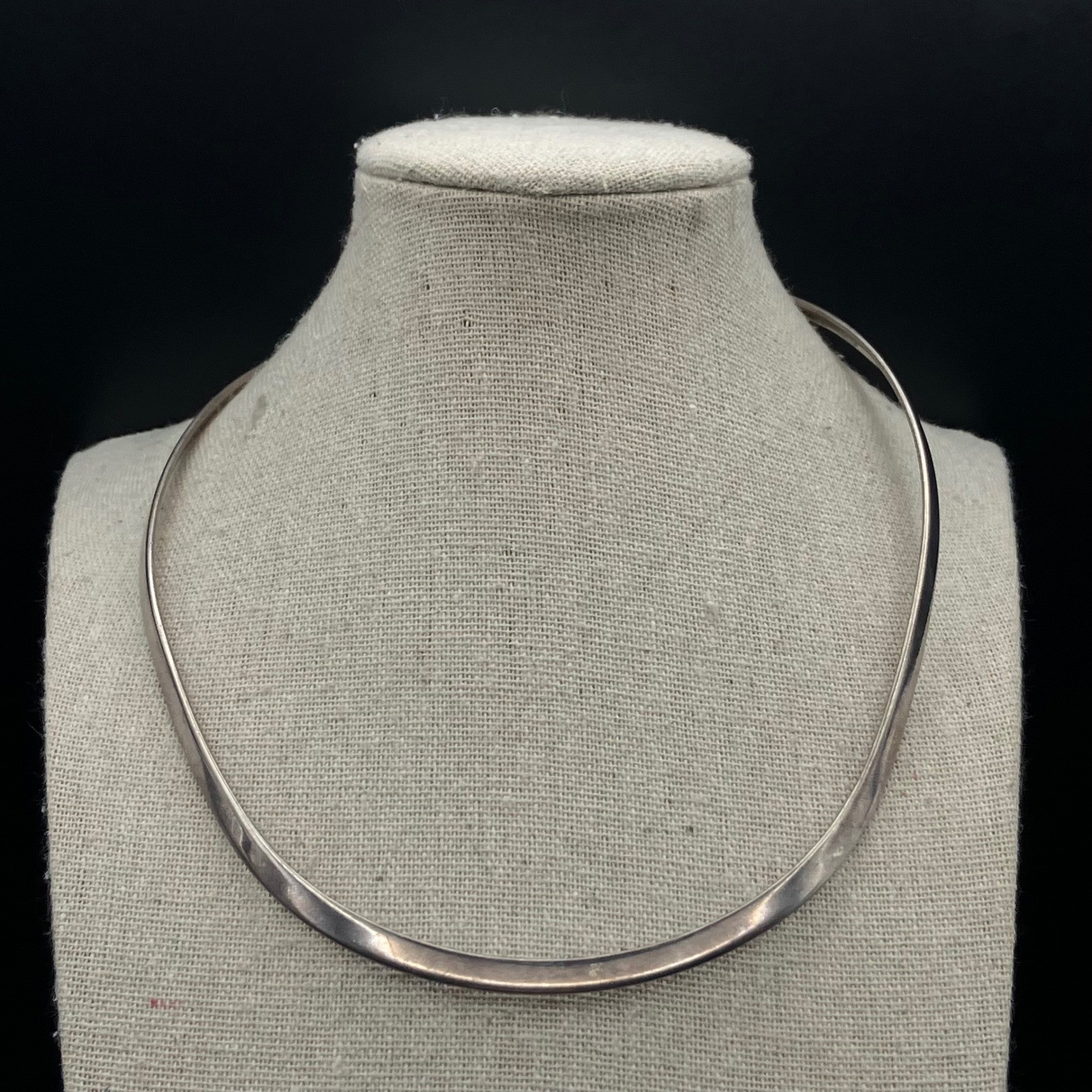 Sterling Silver 925 Torque Collar Necklace 15 Inch 28 Grams Minimalist Modernist