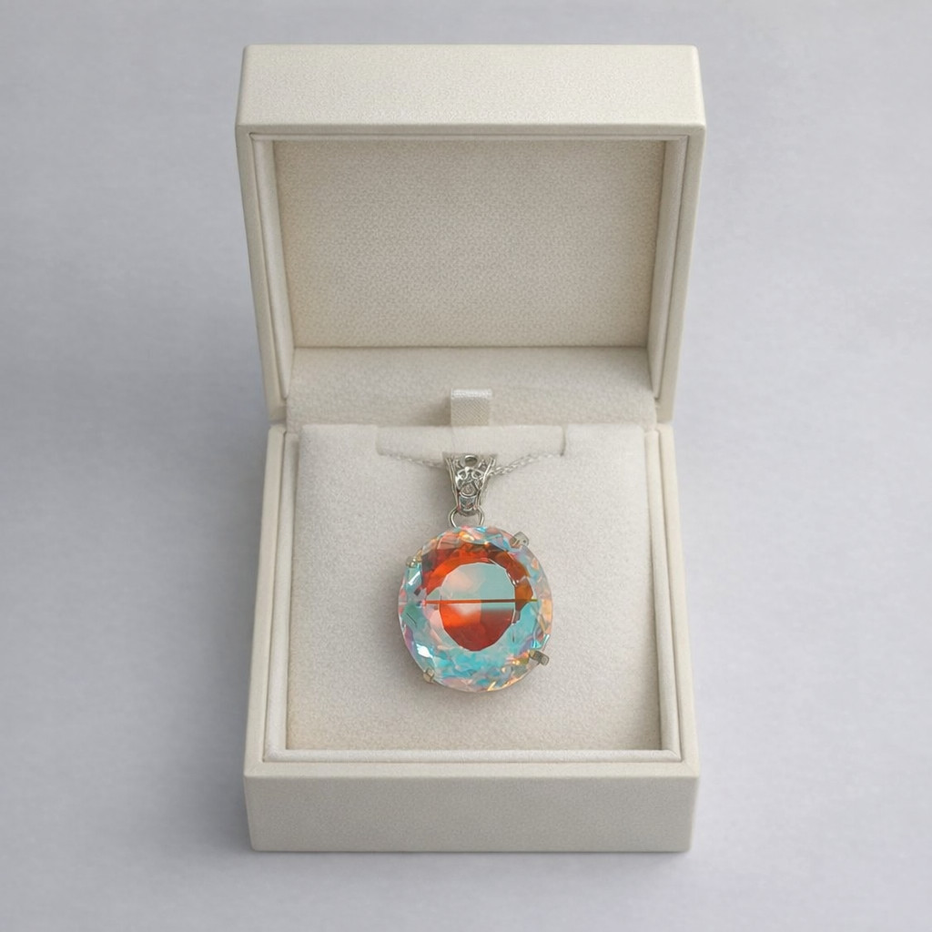 50-60 Ct Rainbow Mystic Topaz Pendant | Oval Cut Healing Stone Necklace