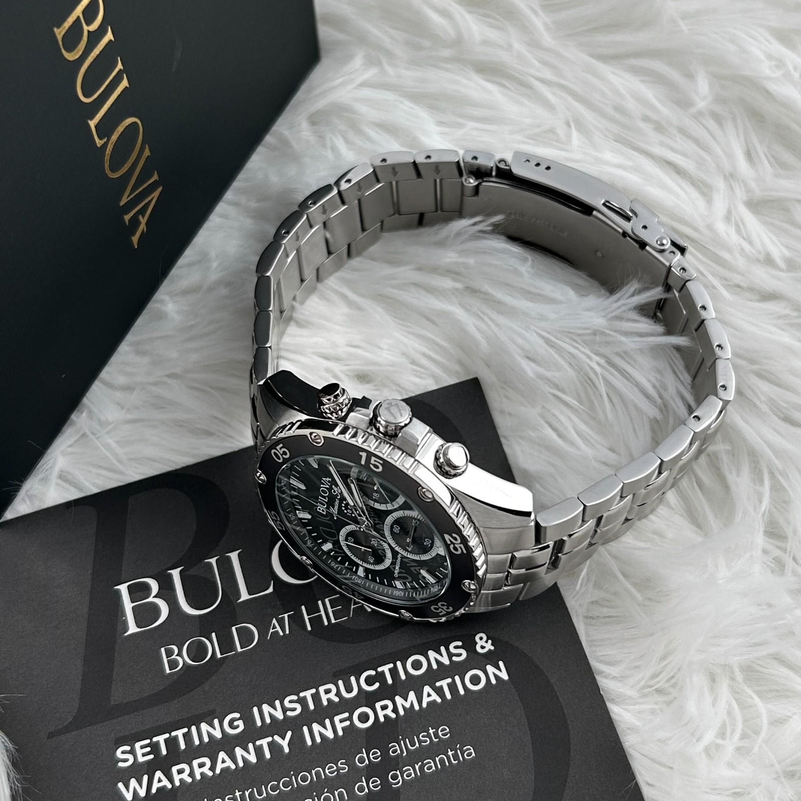 Bulova 98B401 Classic Marine Star Black Grey Dial Chronograph Men’s Quartz Watch