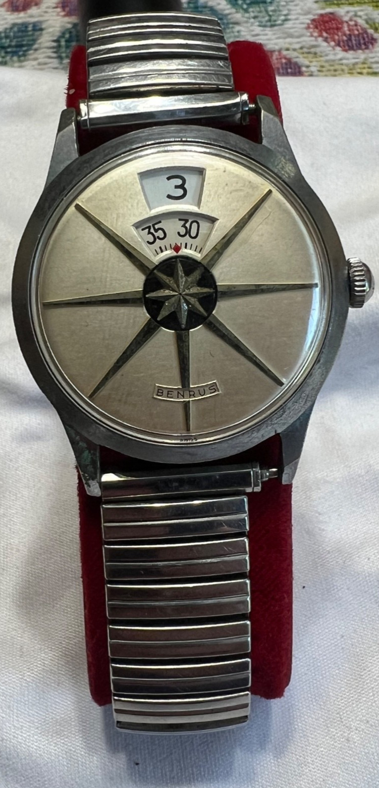 VTG Benruss 1950’s Dial-O-Rama Jump Hour Watch in Working Condition