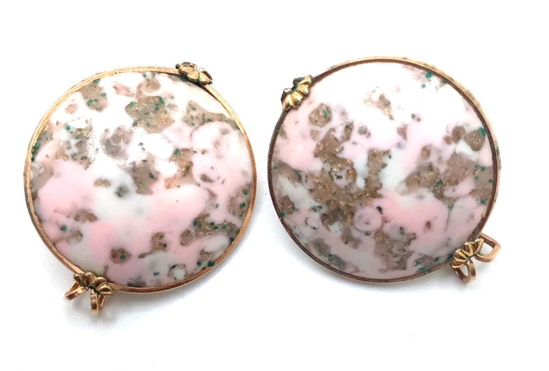 Vintage Hillcraft Gold Fill Pink & Gold Comfort Earrings