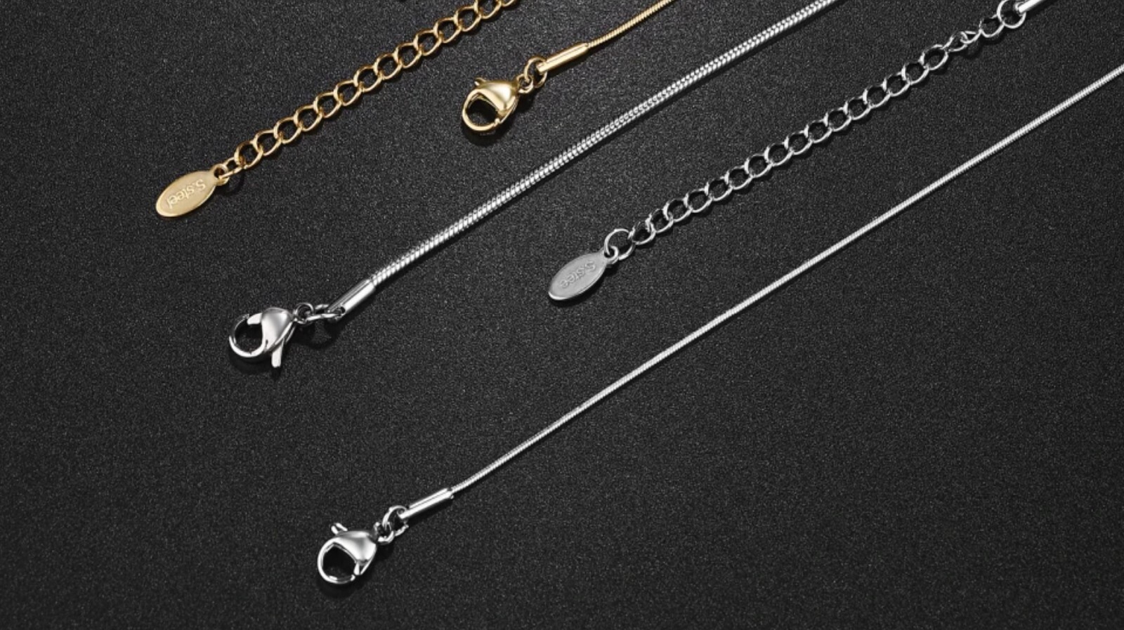 Silver Stainless Steel 45 cm (17.7 Inch) plus 5mm ext 1.2 mm Snake Chain