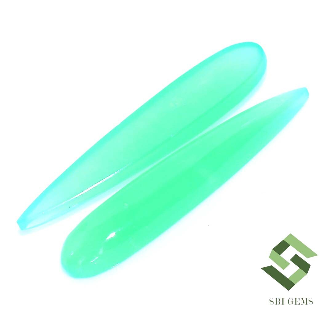 28×6 mm Certified Natural Chrysoprase Pear Cabochon Pair 8.45 CTS Loose Gemstone
