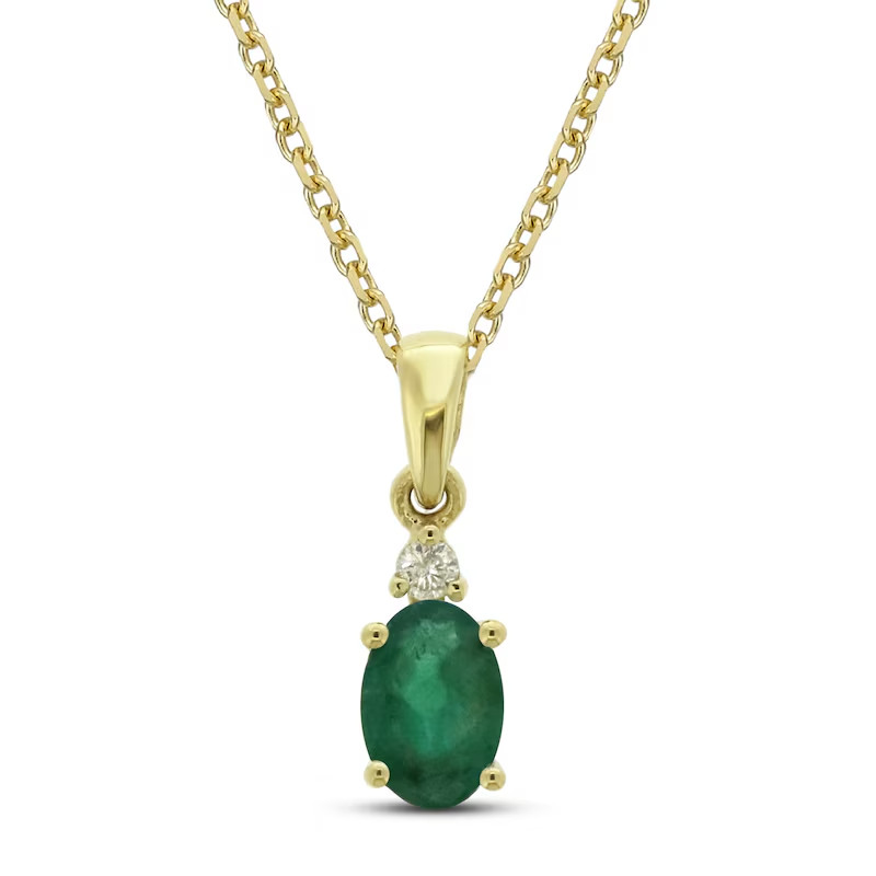 Kay Jewelers Peridot & Diamond Necklace Solid 10K Yellow Gold 2gram Retail $479