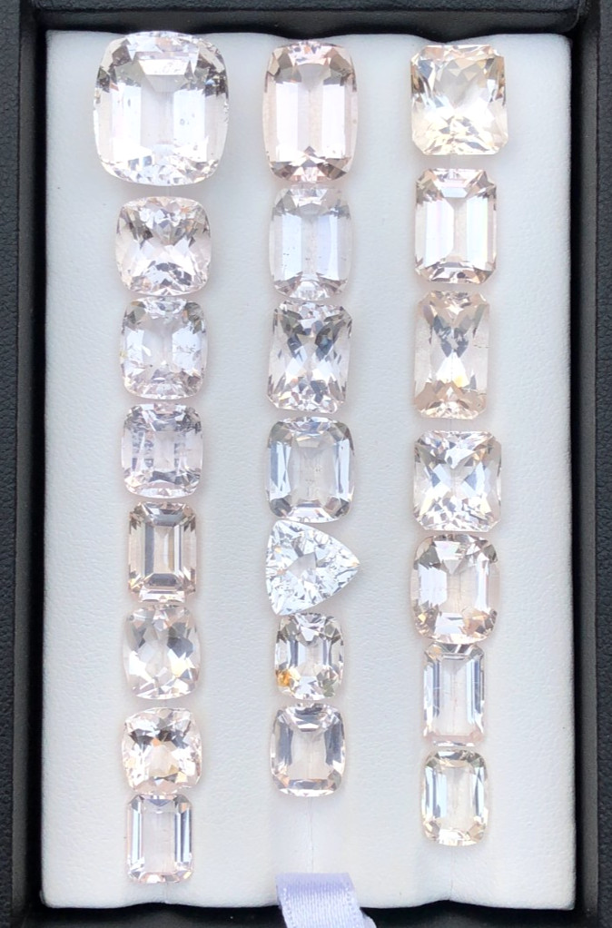 104 Carat Natural Light Pink and Colorless Faceted Morganite