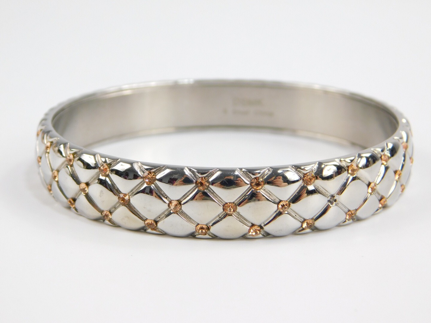 Designer Emma Skye DSMK Stainless Steel Rhinestone Cushion Bangle Bracelet