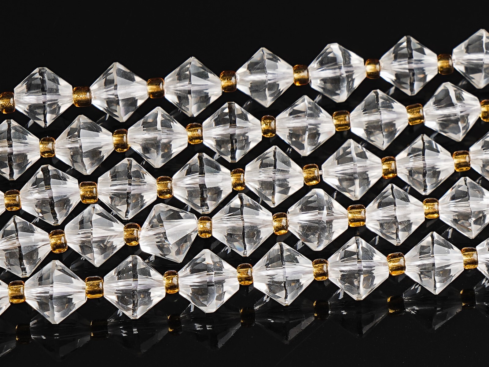 6MM Natural Transparent white Crystal Quartz Beads AA Bicone Faceted Loose Beads