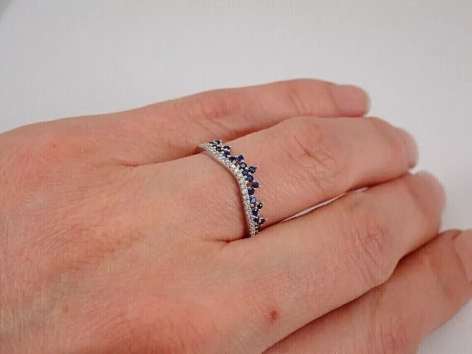 2Ct Round Cut Simulated Sapphire Pretty Engagement Ring In 14K White Gold Plated