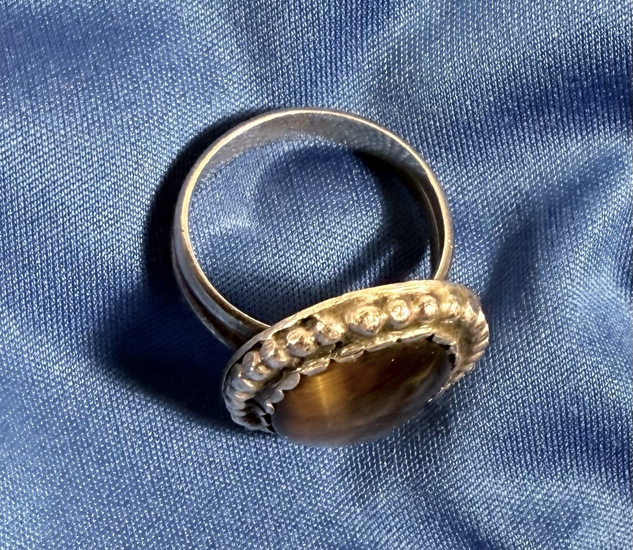 Vintage Navajo Sterling Silver Tigers Eye Statement Ring Sz 7 Native Southwest