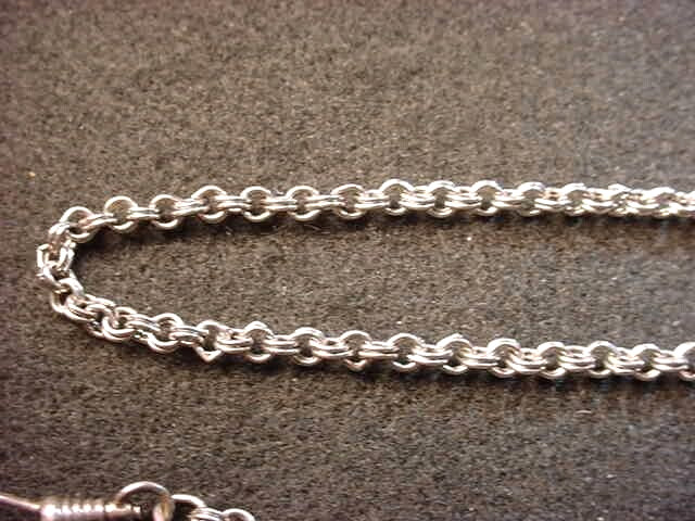 19 1/2 INCH BASE METAL SILVER COLOR POCKET WATCH CHAIN–ATTRACTIVE LINKS! #15