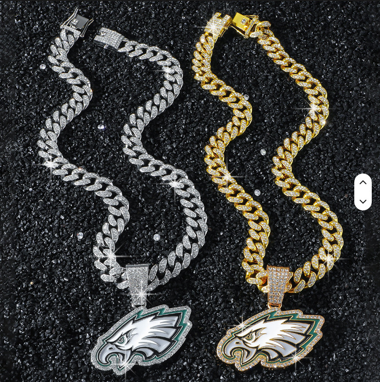 Philadelphia Eagles Iced Out NFL Chain – Gold Cuban Link Chain – 20″