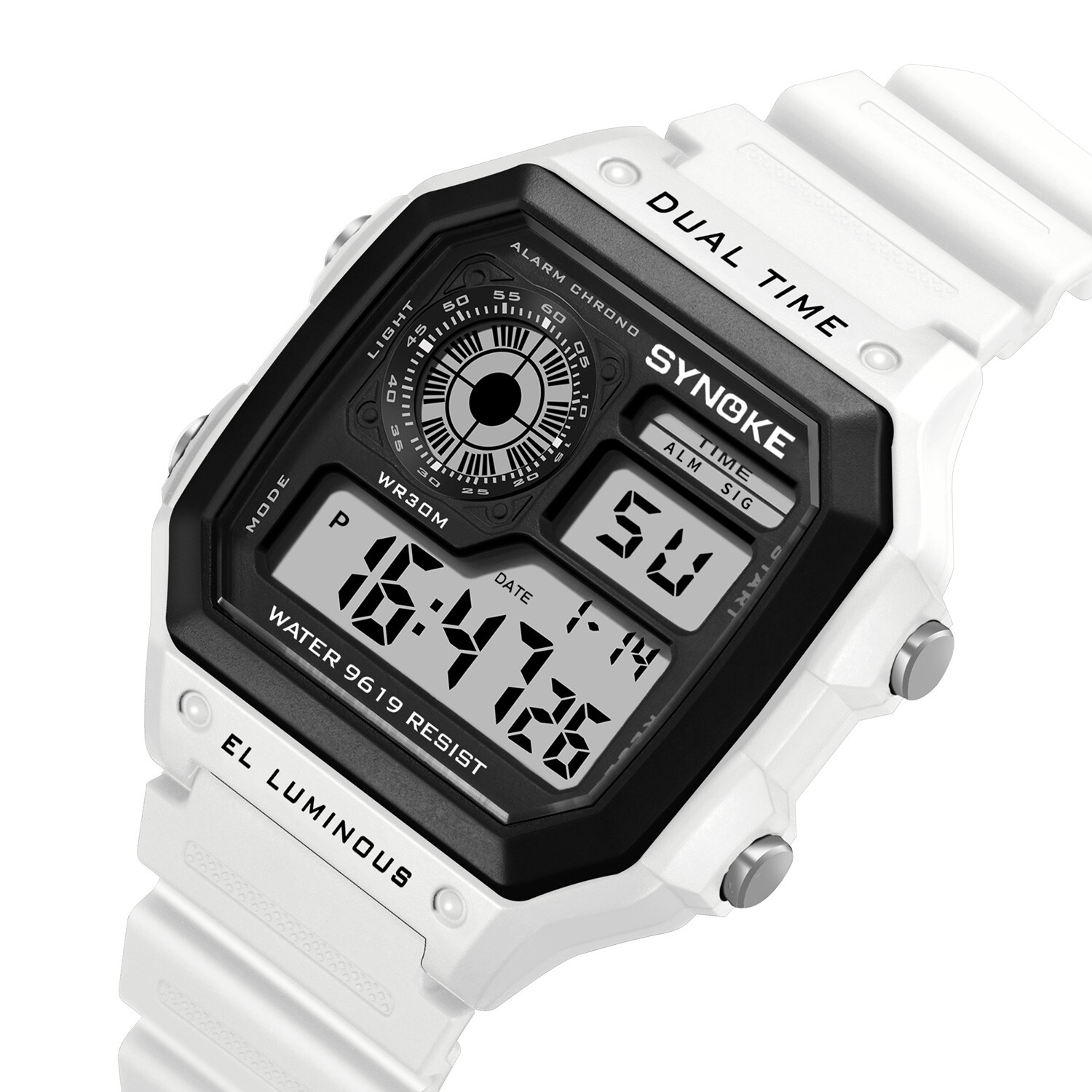 2 Packs Men Digital Multi-Function Sport Watches Dual Time Alarm Backlight Watch
