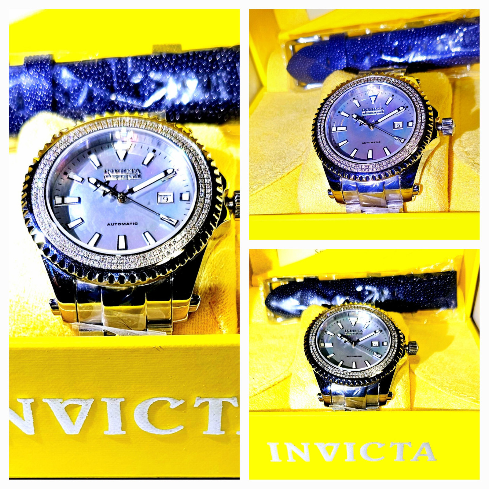 INVICTA RESERVE PRO DIVER LE DIAMOND, SAPPHIRE SWISS ETA AUTO PLATINUM MOP WATCH
