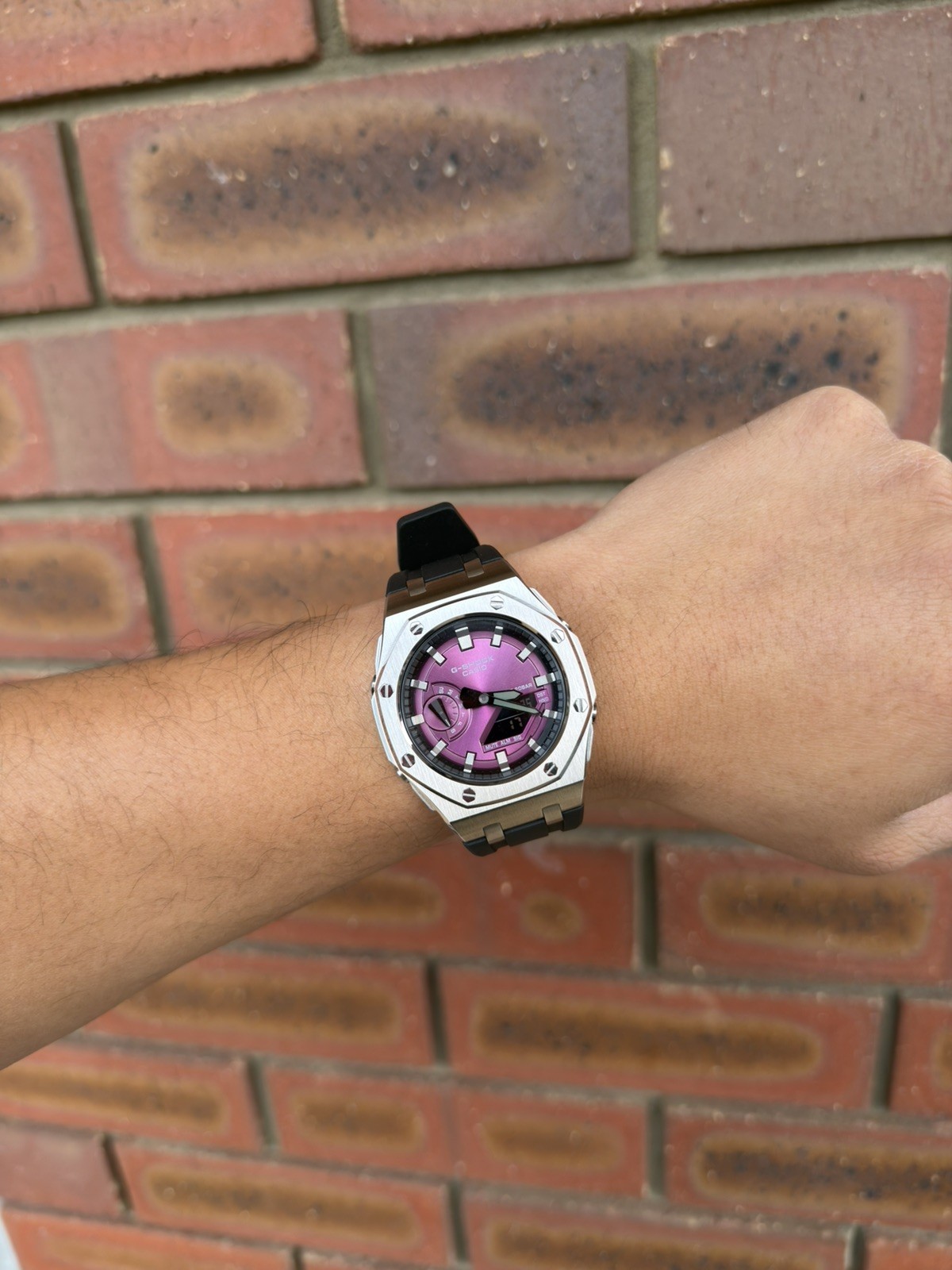Casio G-Shock GA-2100 Custom Mod Premium SS Case With FKM Band, Offshore-Wine