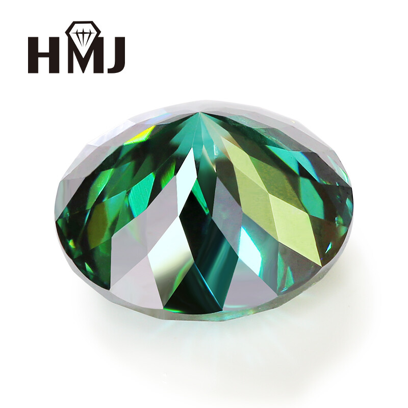 Portuguese Cut Round Moissanite Green Blue Color VVS1 GRA Handmade Loose Gems