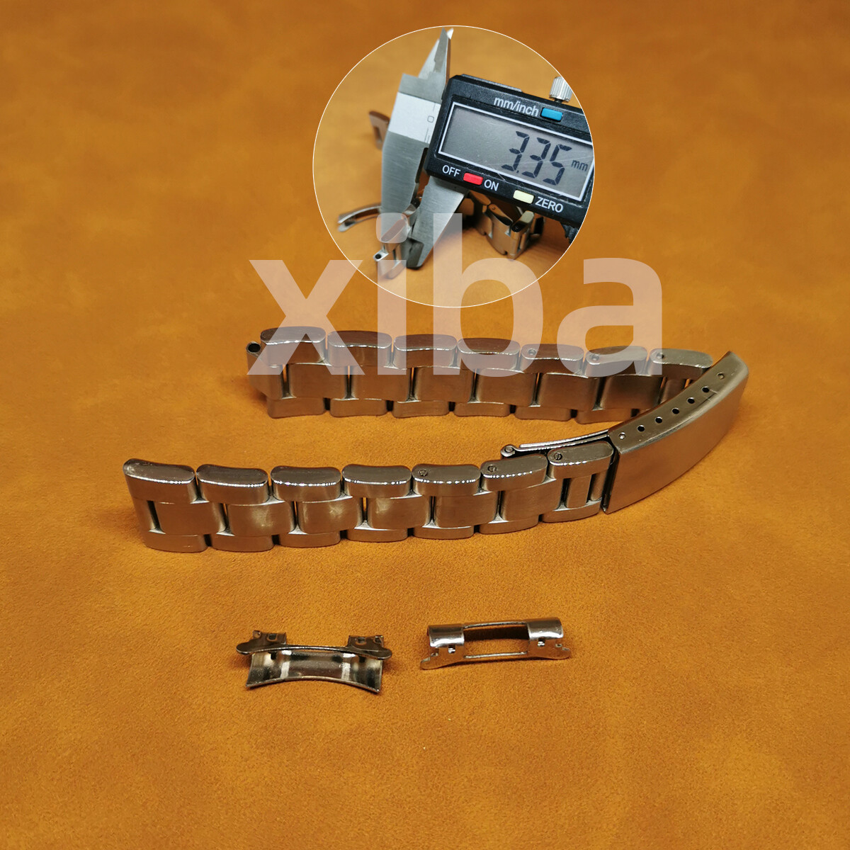 13mm 17-21mm Curved End Metal Bracelet Stainless Steel Watch Strap Band Unisex