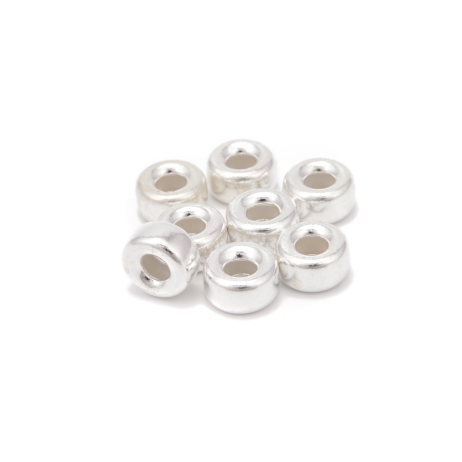 925 Sterling Silver Large Hole Rondelle Beads Sizes 1x3mm -6x10mm Sold by Bag