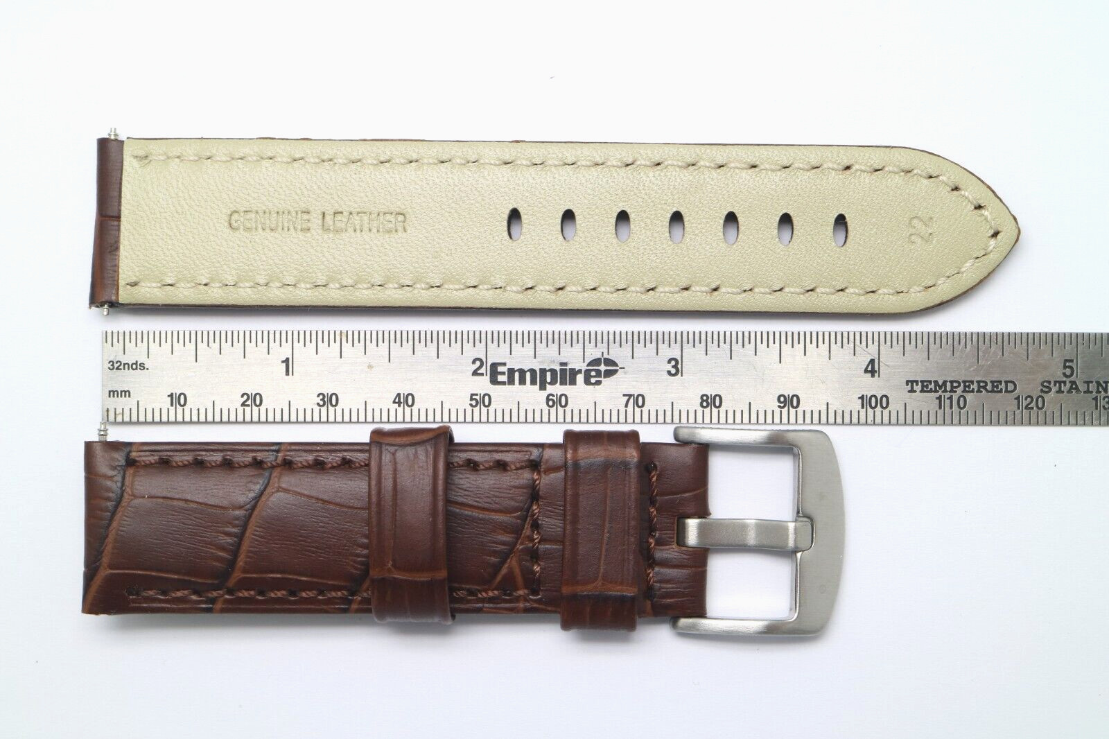22mm Replacement BROWN Croco Embossed Leather Men Watch Band – Panerai & Others