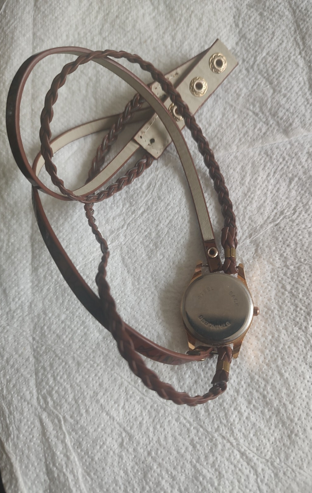 Multibrand Bracelet Watch leather Brown Women’s girls female Gold tone