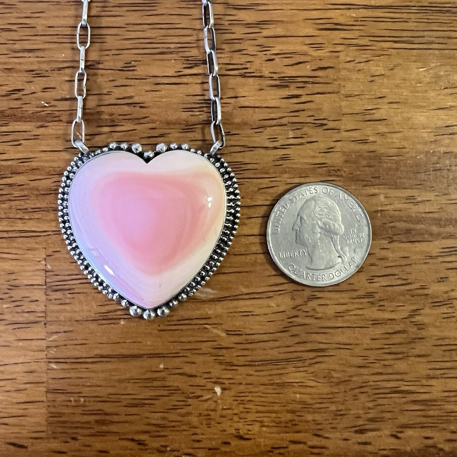 Large Queen Conch Shell Heart Necklace Sterling Silver Statement | Southwestern