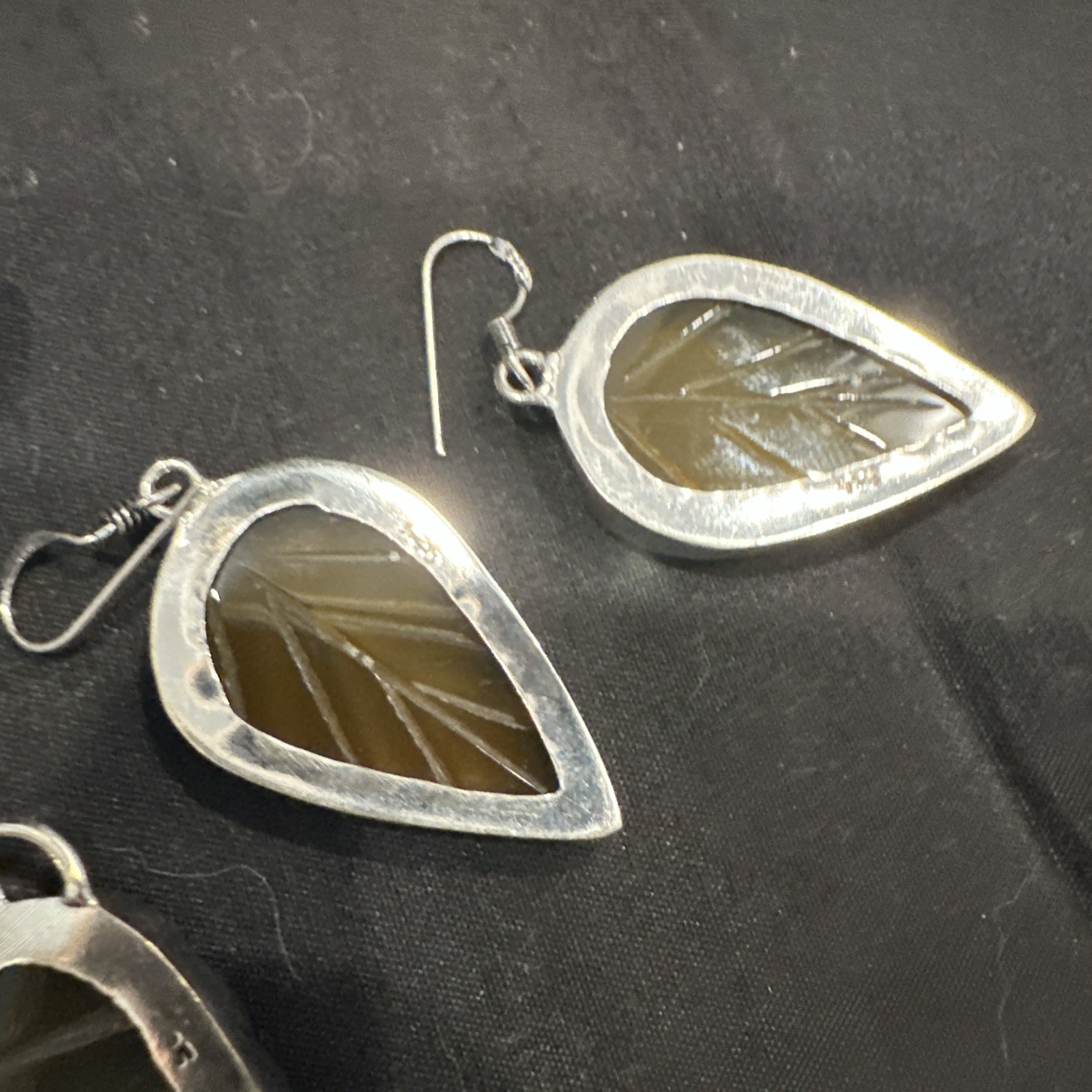 Silver Tone Simulated Gemstone Artisan Angel Wing Leaf Earrings & Pendant Lot 3