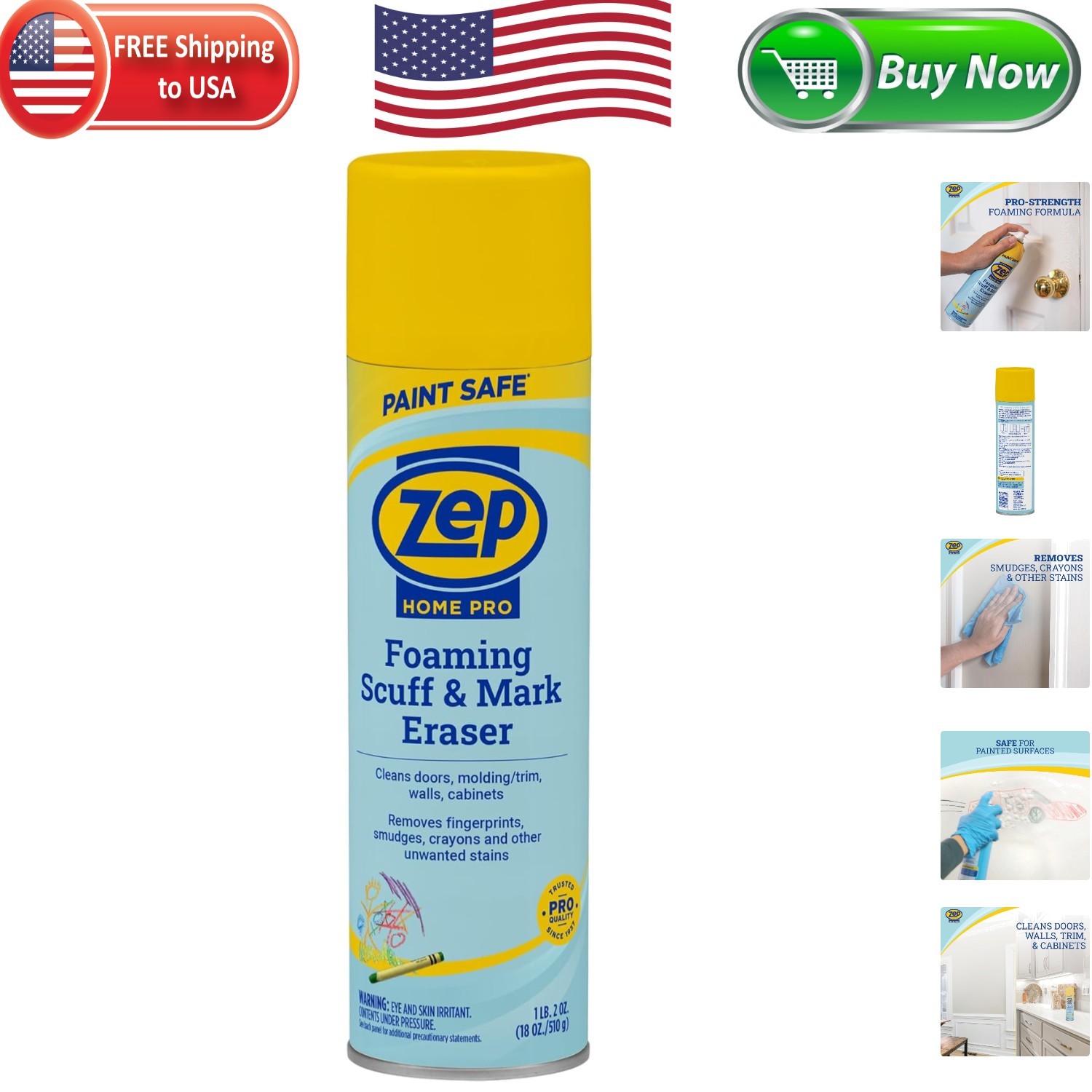Zep Home Pro Foaming Scuff & Mark Eraser, Paint Safe 18 Fl Oz (Pack of 1)