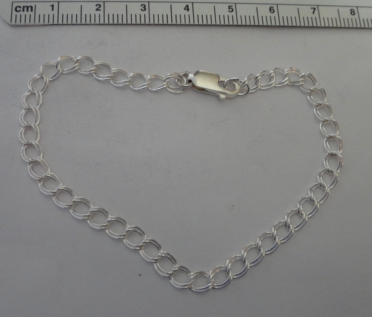 6″ inch Sterling Silver 4mm wide Double Link Charm Bracelet