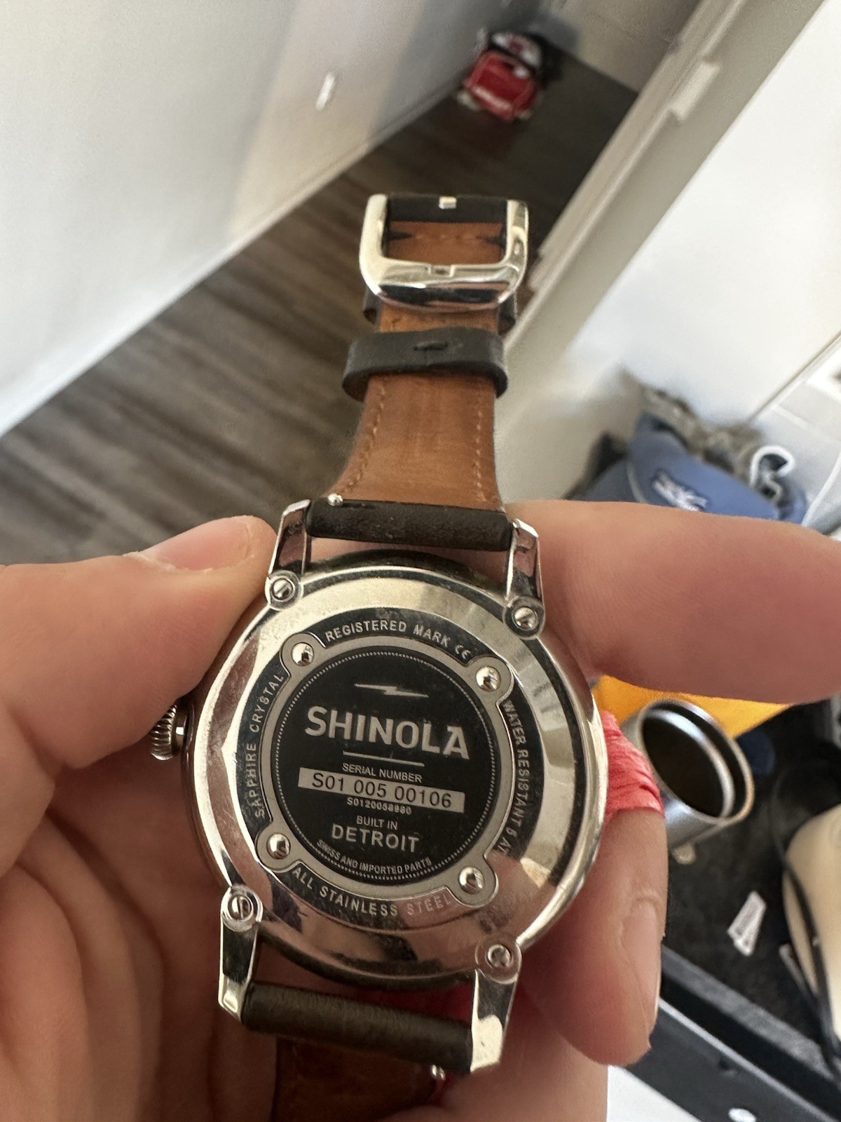 Shinola Argonite 1069 Watch Black Dial Leather Strap 40mm Men’s