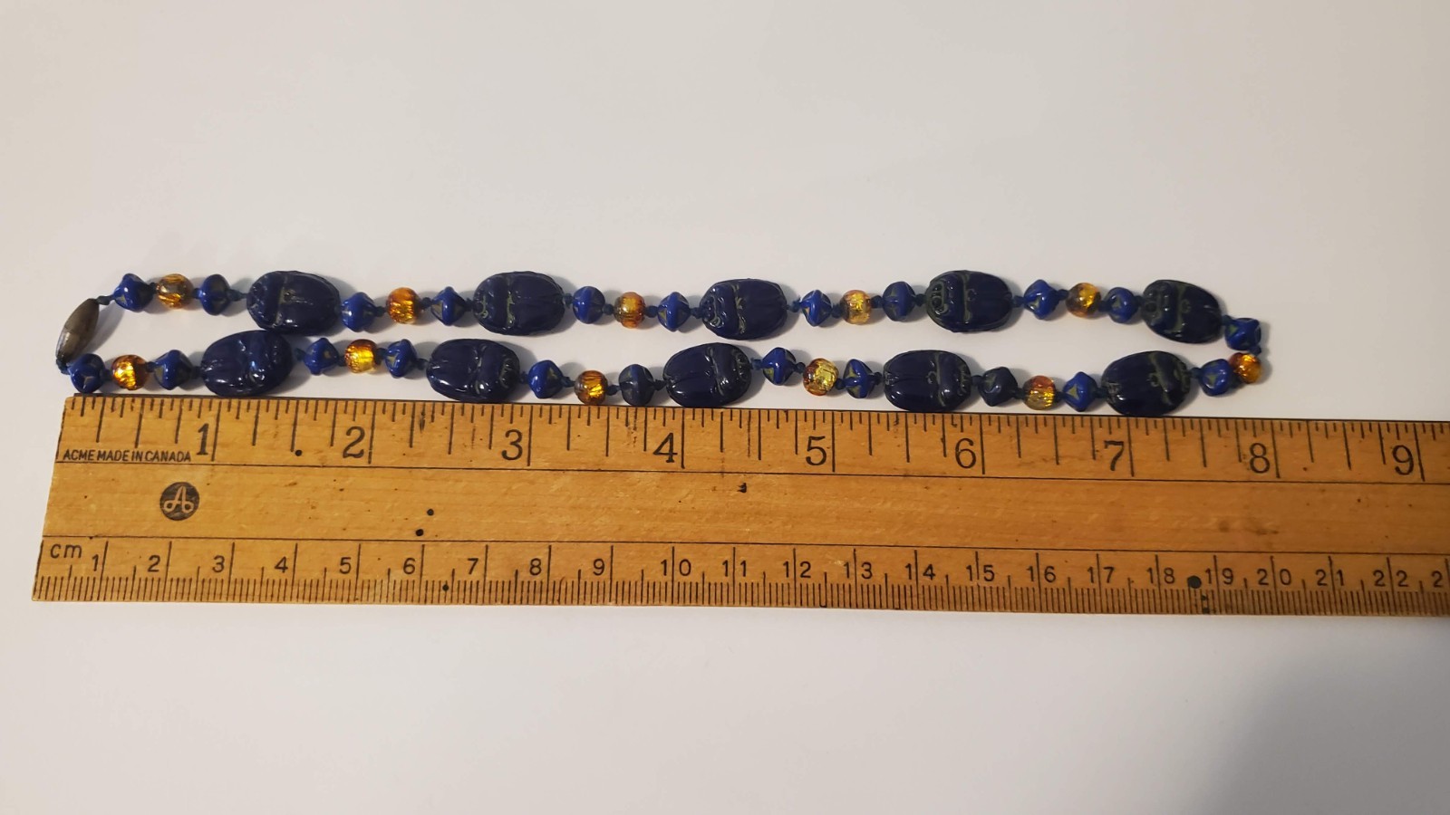 Antique Neiger Brothers Czech Egyptian revival scarab cobalt blue murano foil