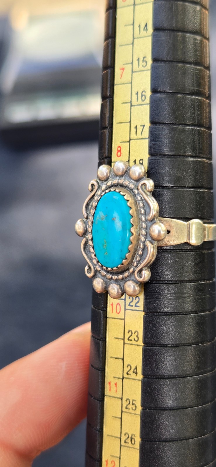 1940’s SW Native Style Sterling Silver Turquoise Wheeler Manufacturing Ring Sz 9