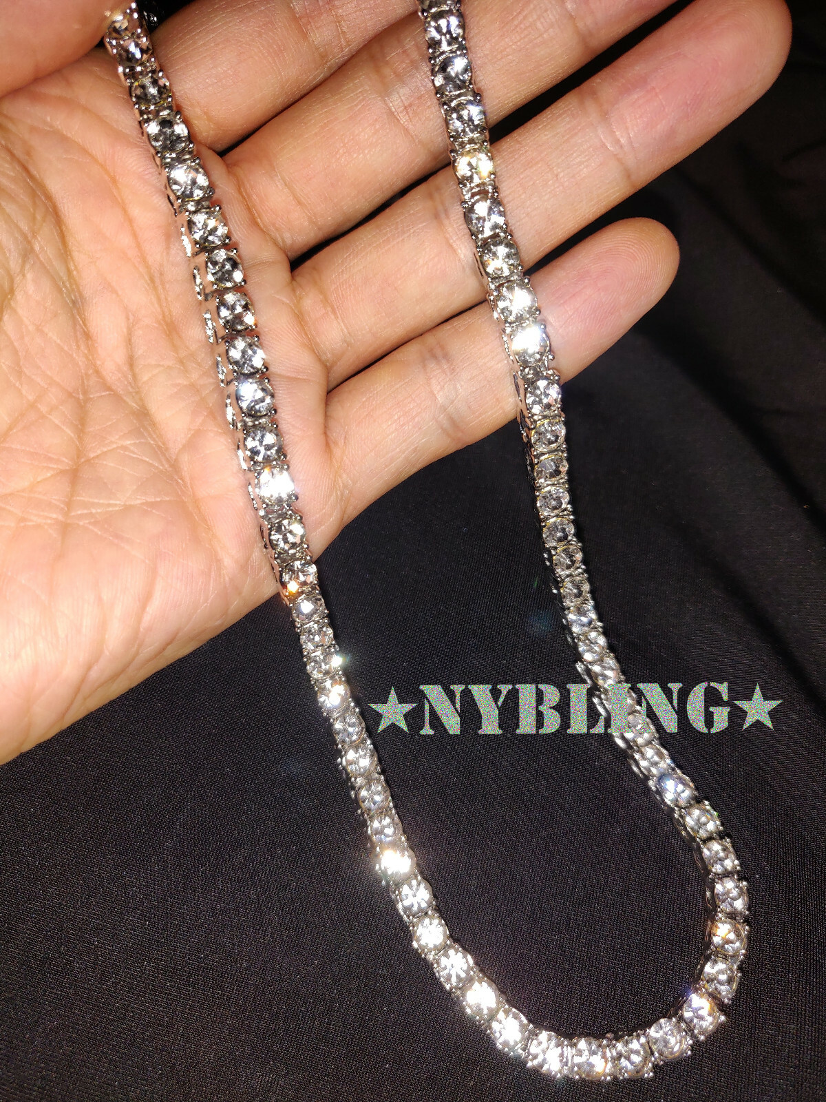 Hip Hop Gold Plated Tennis Chain ANKH Pendant Choker ICED Necklace CZ Jewelry