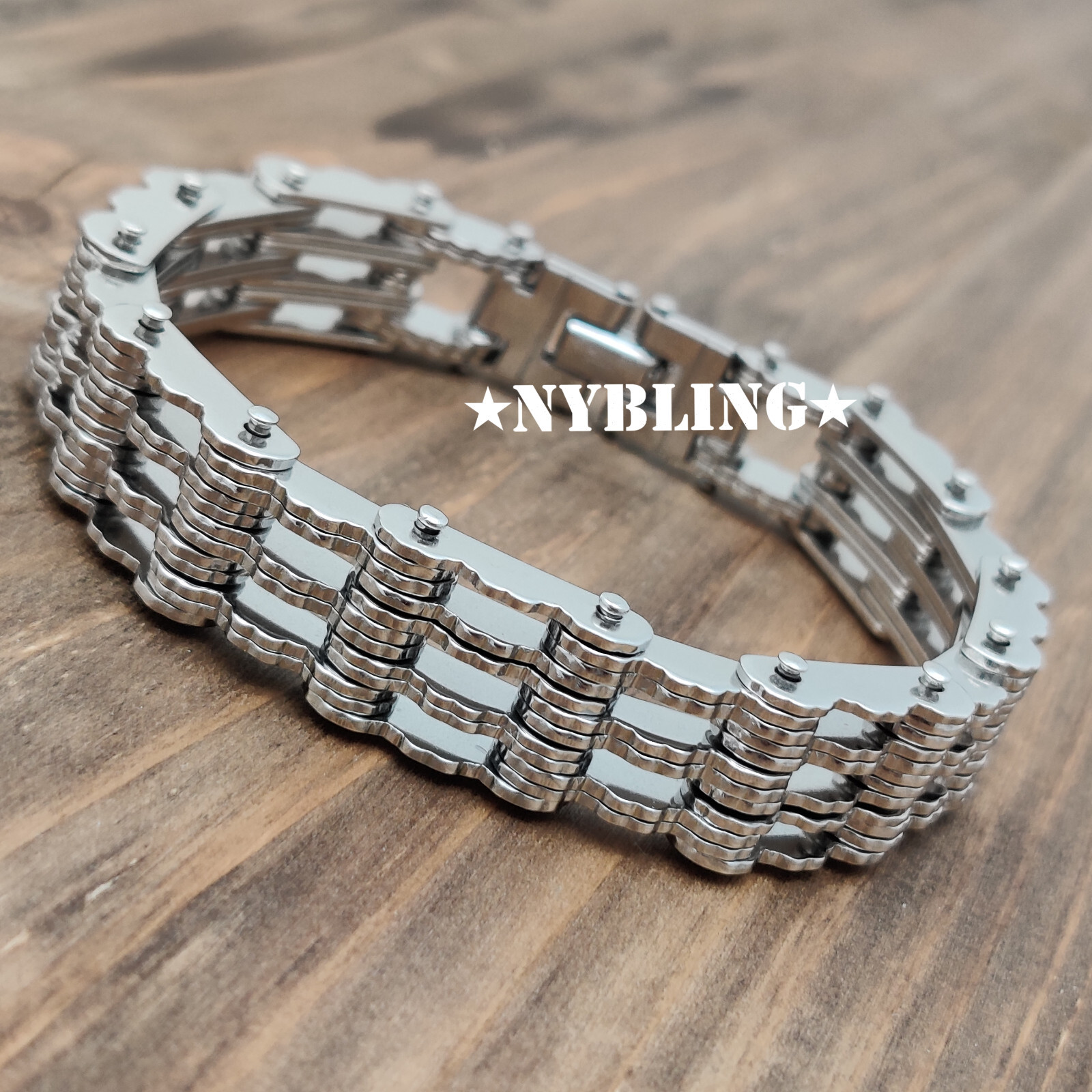 MOTORCYCLE BIKE CHAIN DESIGNER BRACELET 16MM SOLID STAINLESS STEEL Men’s Jewelry