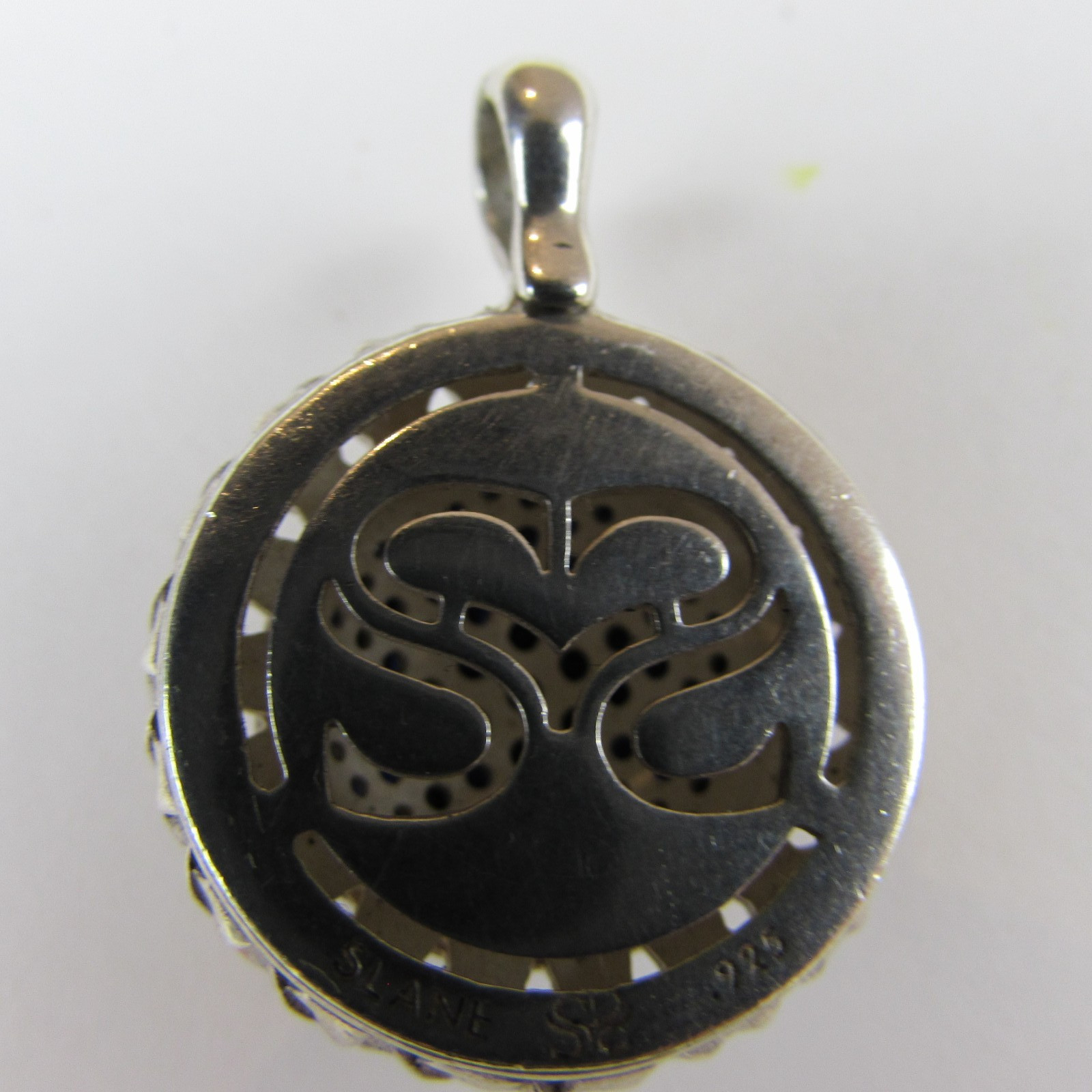 Slane & Slane Black Saphire Cluster Enhancer Pendant 925 silver Basket Weave