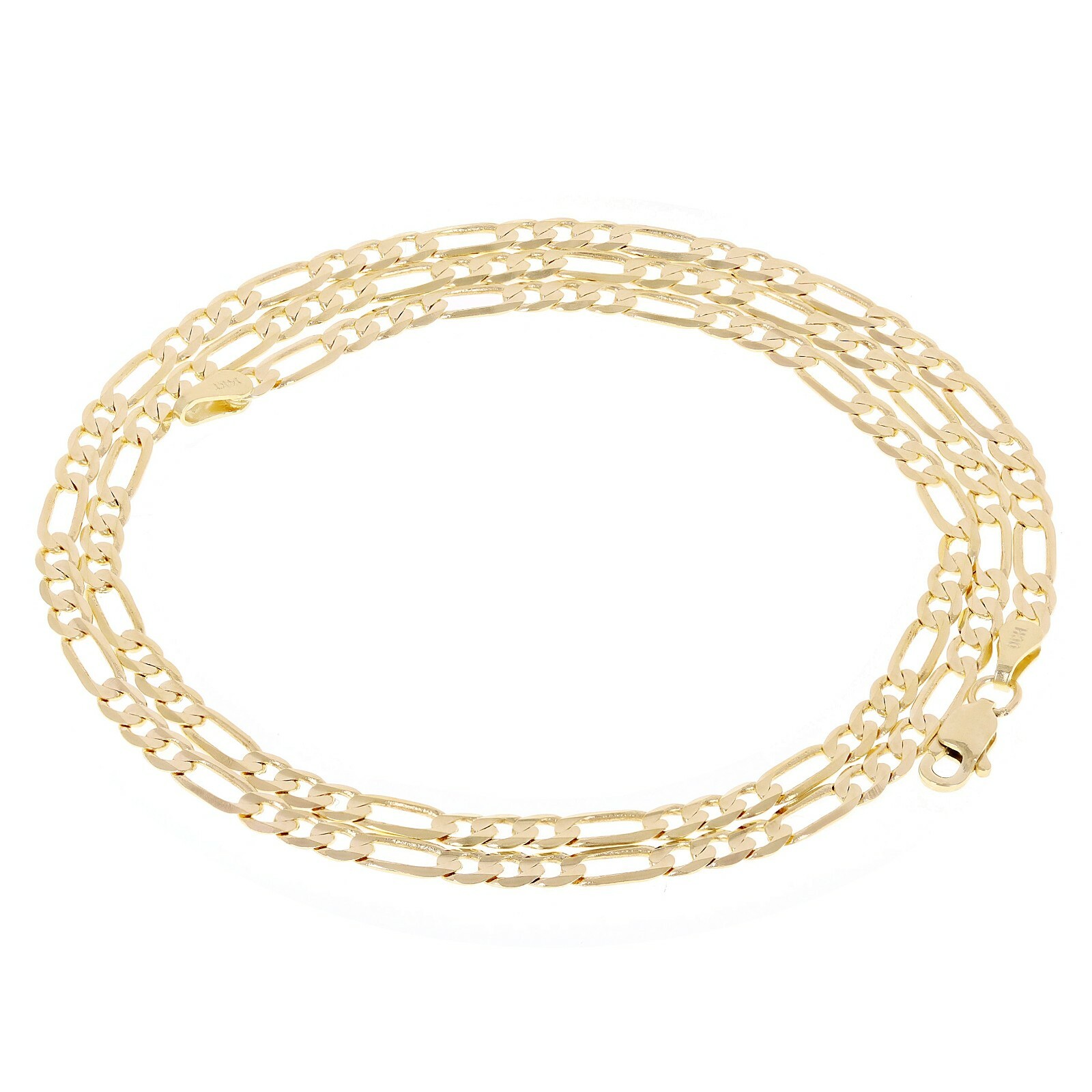 Italian 14k Yellow Gold Solid Figaro Chain Necklace 24″ 2.3mm 5.5 grams