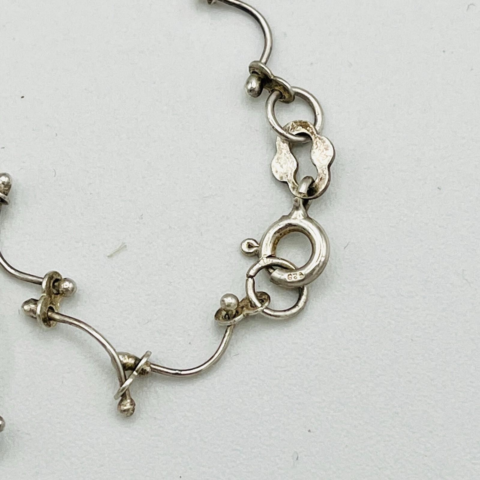 Vintage RK Sterling Silver 925 Bead Bar Vine Link DNA Necklace & Bracelet
