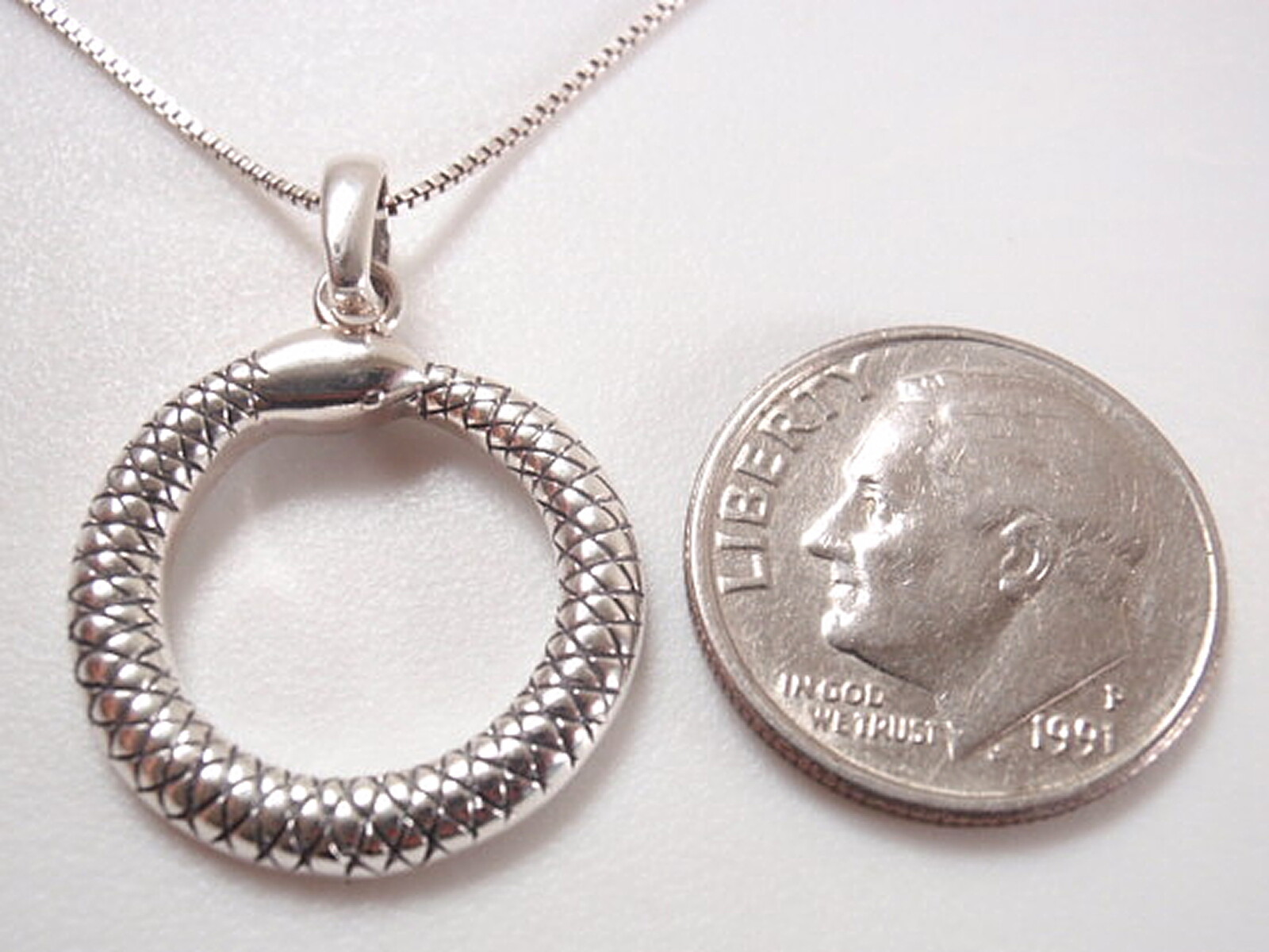Snake Pendant 925 Sterling Silver with Authentic Looking Skin