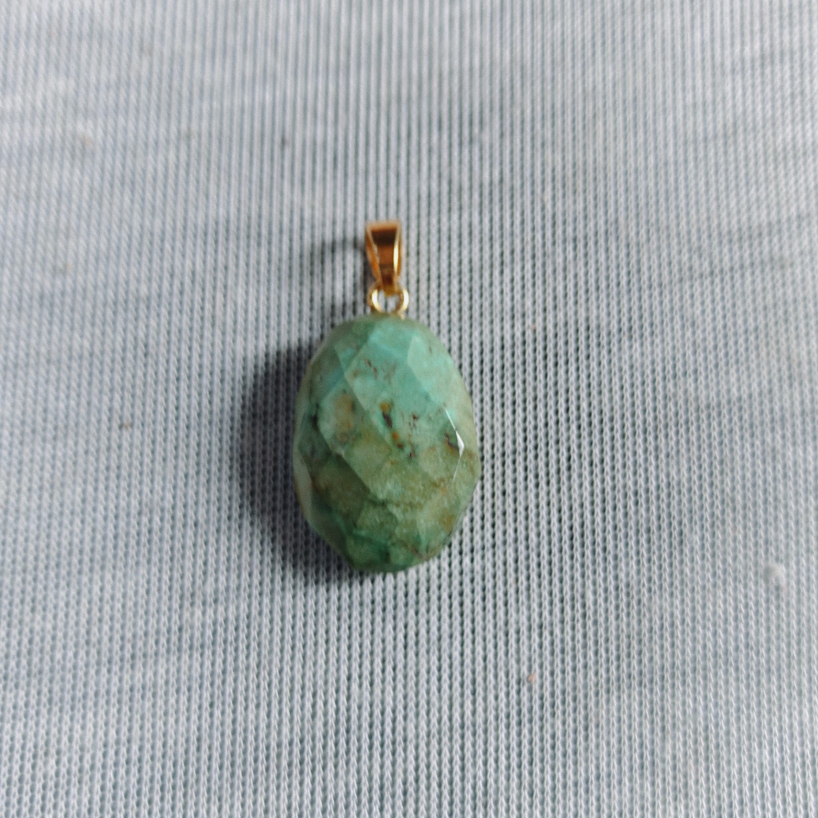 Natural Tibet Turquoise Oval Cut Beads Brass Pendant Handmade Gemstone Jewelry