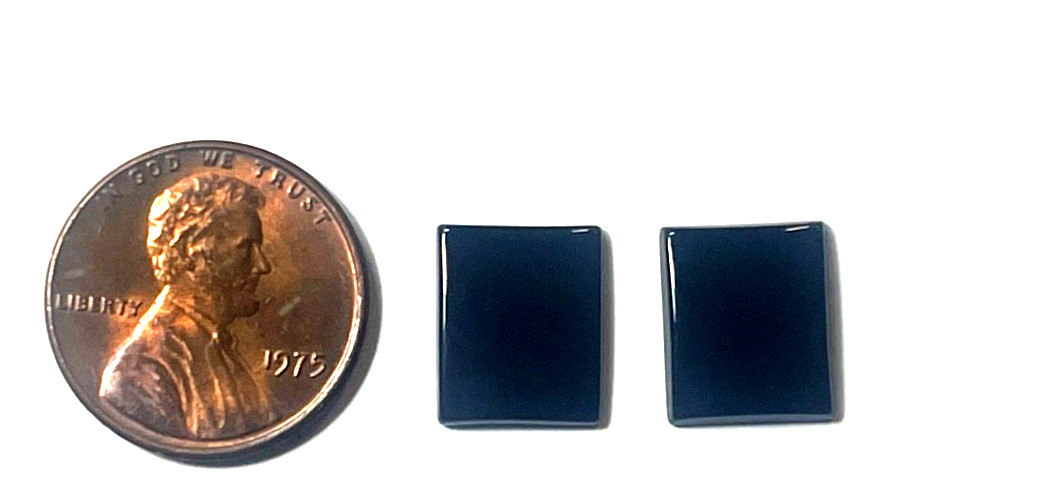 TWO (2) PIECES BLACK ONYX 12X10 MM RECTANGLE FLAT AS PICTURED BELOW WHOLESALE