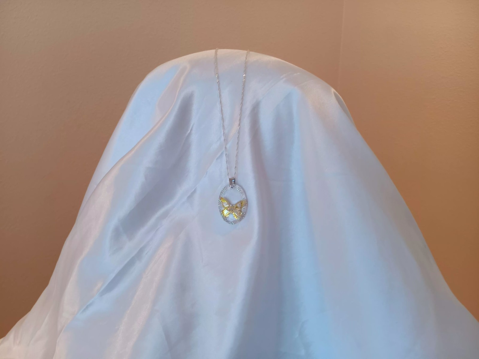 Crystal Butterfly Pendant Necklace, Reversible, Mother of Pearl The Perfect Gift