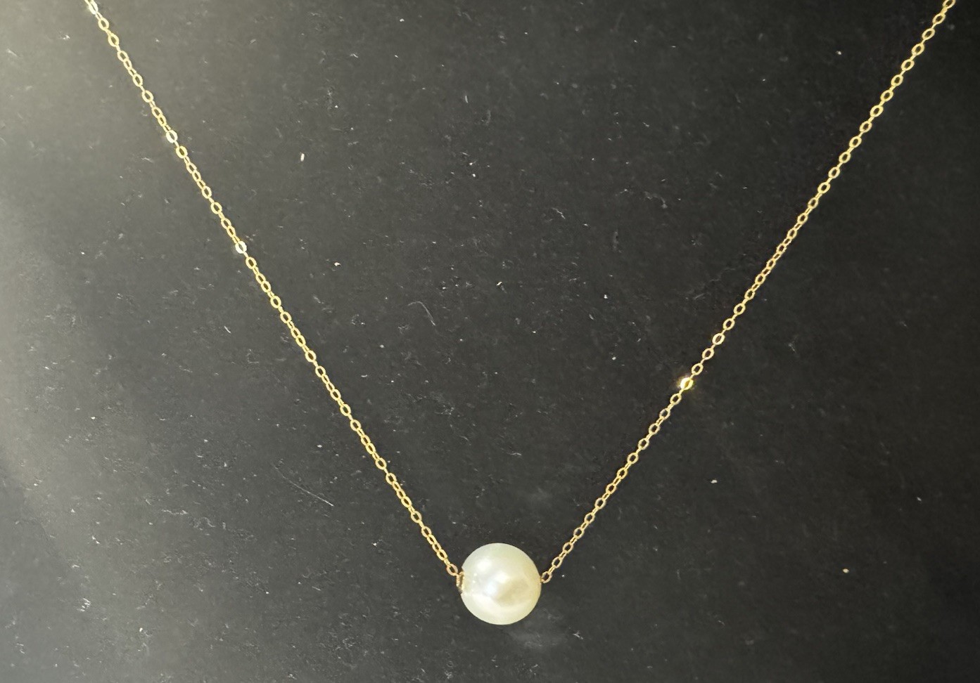 white freshwater pearl round 10.8mm lulutong 18k gold Pendant 925 Necklace NIB