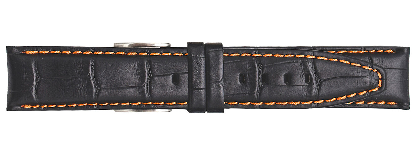 Mens Regular Matte Alligator Grain Leather Padded Watch Band, 4 Optional Colors